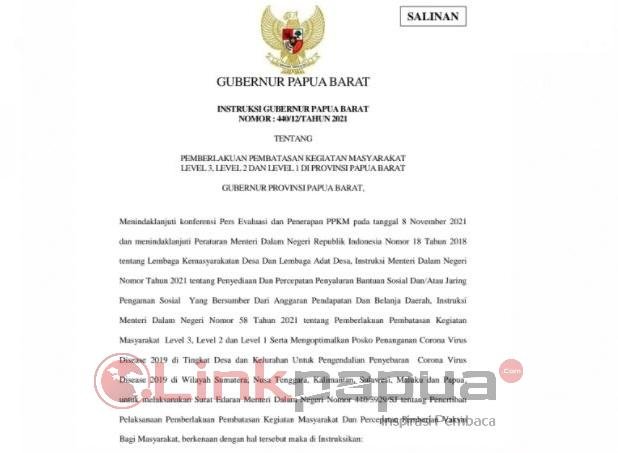 Instruksi Gubernur Papua Barat.