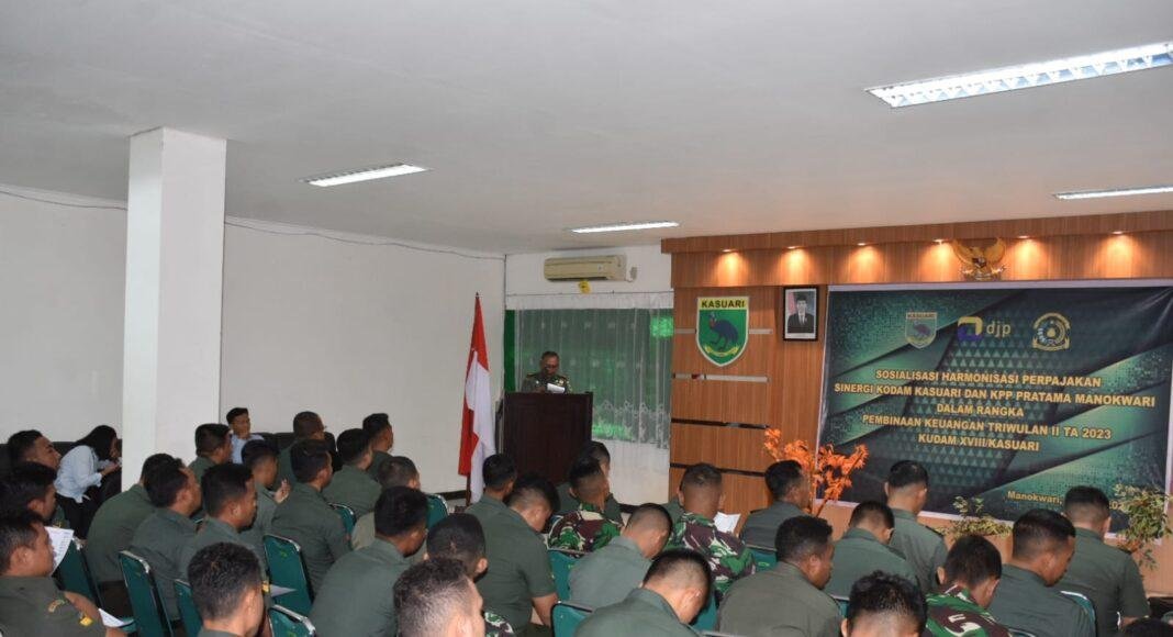Sosialisasi harmonisasi perpajakan dan pelatihan Pembinaan Keuangan (Binku) bagi personel pembuat pertanggungjawaban keuangan (Wabku) jajaran Kodam XVIII Kasuari