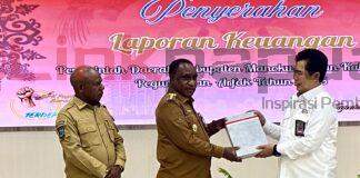 Bupati Saiba Serahkan LKPD 2025, Optimistis Pegaf Raih WTP